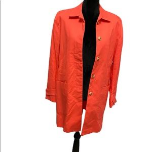 Joe by Joe Fresh tangerine colored trench coat. 100% cotton. Belt optional.